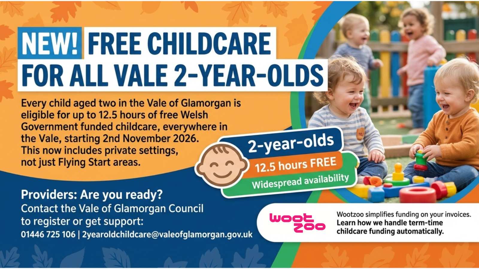 All Vale two-year-olds get funded hours from 2 November. Here's how to bill it.